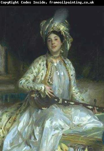 John Singer Sargent Sargent emphasized Almina Wertheimer exotic beauty in 1908 by dressing her en turquerie